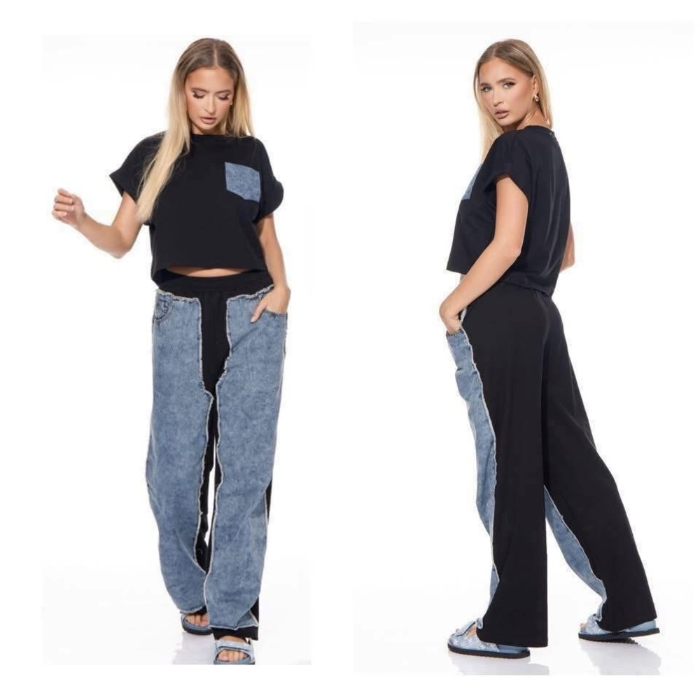 Mixed Media Denim & Knit 2pc Set